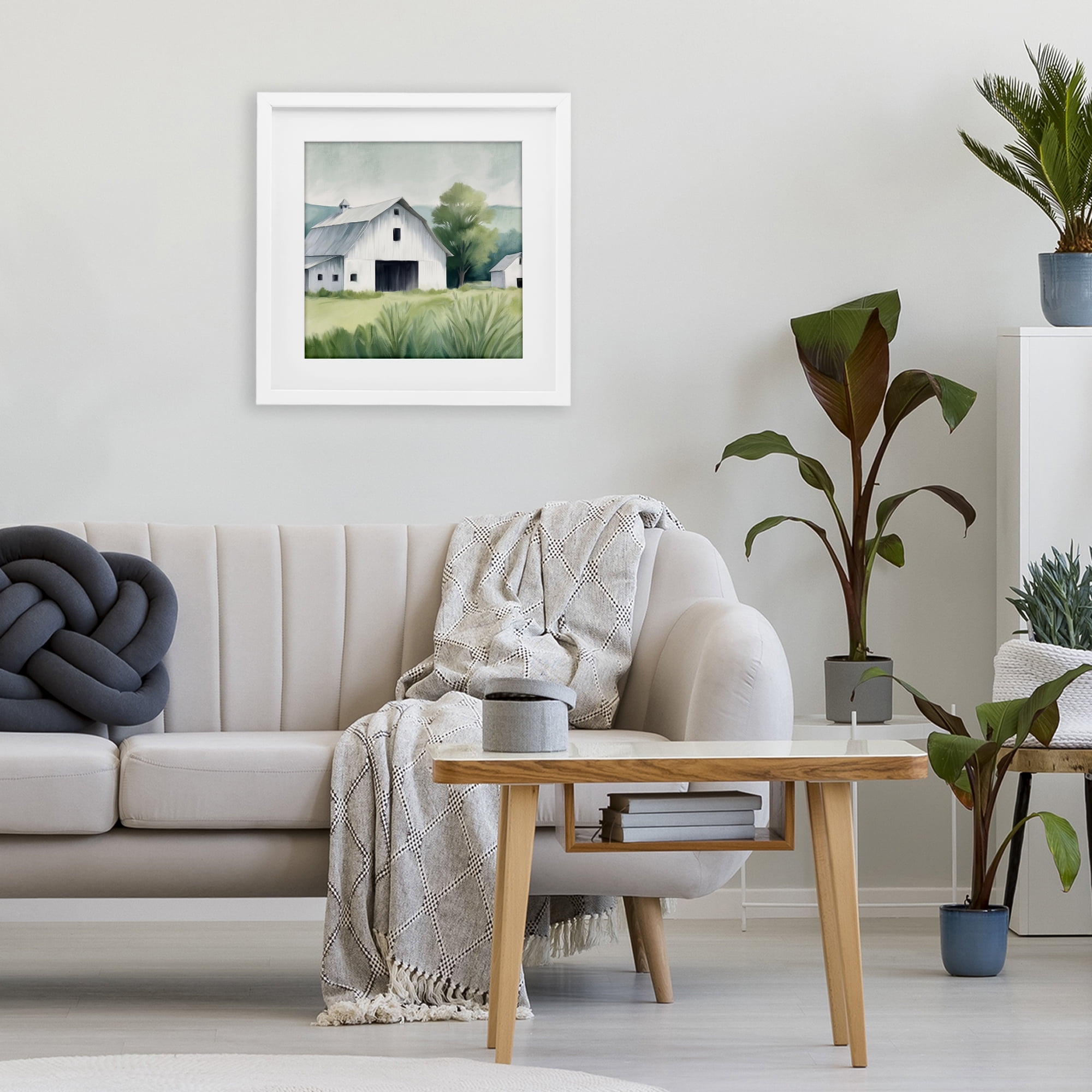 Stupell Industries Farm Home White Barn White Framed Print Under Glass, design by Kim Allen