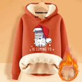 thumbnail image 2 of Haut à Capuche Chaud Imprimé de Noël pour Femmes Automne/hiver avec Fermeture Éclair Quart, T-Shirts Légers pour Femmes, Hauts Junior Mignons, Haut Rond, Mode Grande Taille pour Femmes, Orange TTTTG, 2 of 4