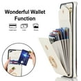 thumbnail image 4 of Wallet Case for Samsung Galaxy S21 Ultra, Back Card Slots/Bag Magnetic Button Ring Holder Stand Cover with RFID Blocking Wrist Hand Strap Luxury PU Leather Anti-Shocks Case,White, 4 of 9