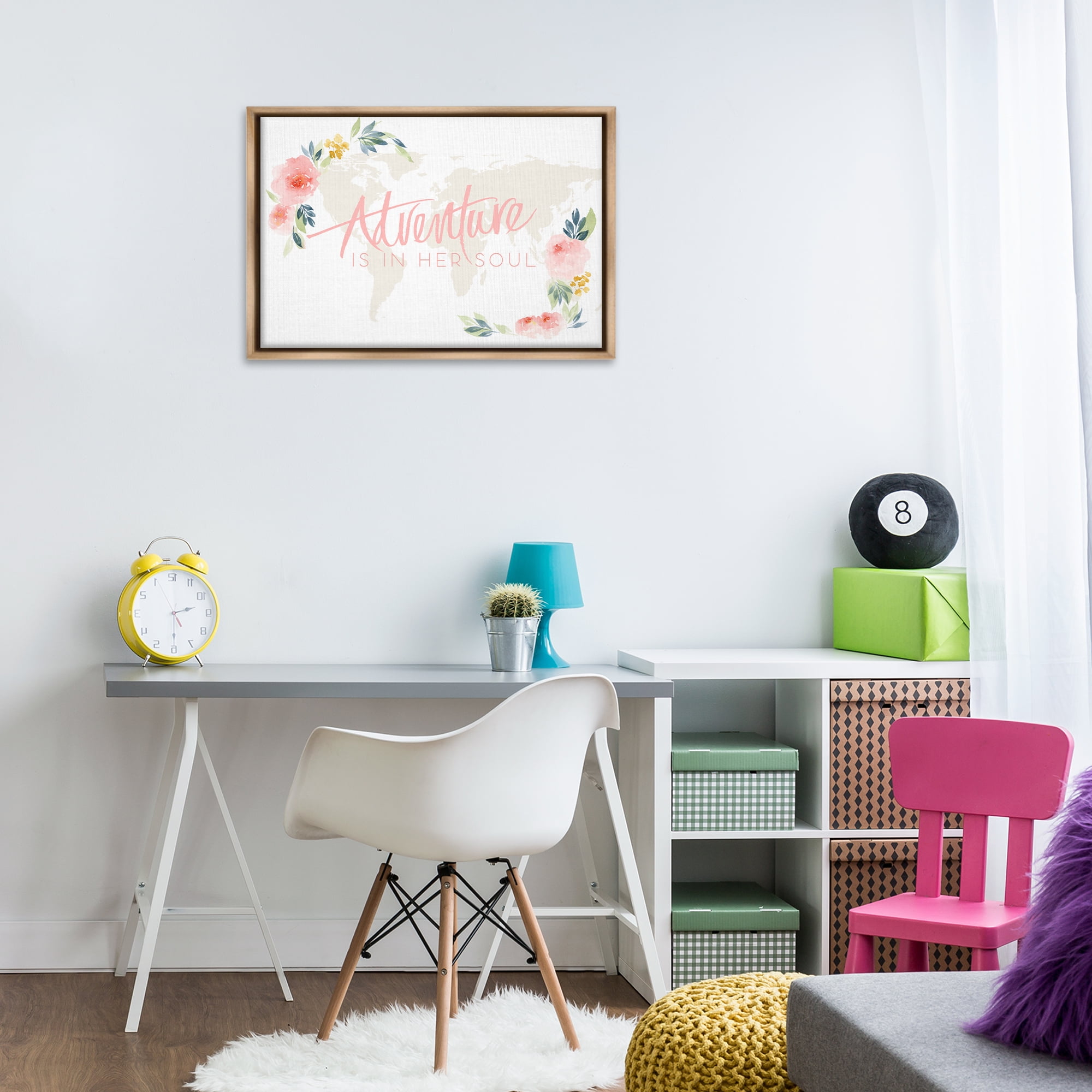 Stupell Industries Floral Girl's Adventure Plants & Flowers Painting Brown Floater Framed Canvas Art Print Wall Art, 31 x 21
