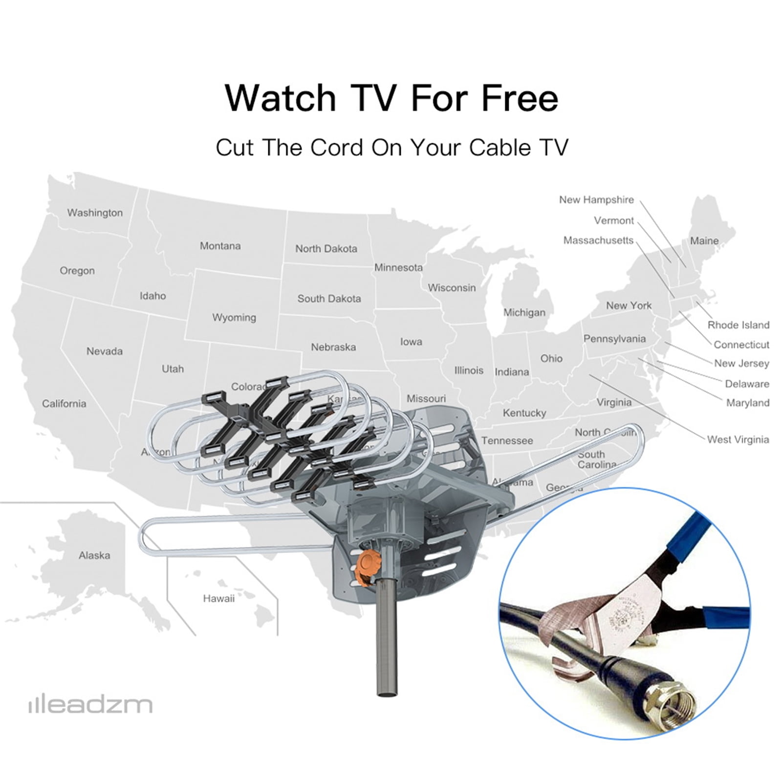 360° UV Dual-band Outdoor Antenna with Stand Black