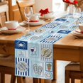 thumbnail image 5 of Summer Ocean Table Runner 70 Inches, Blue Coastal Fish Food Wine Crab Sailboat Bed Runner Dresser Scarves Tabletop for Indoor Outdoor Parties/Ceremony/Banquet, 13" x 70", 5 of 9