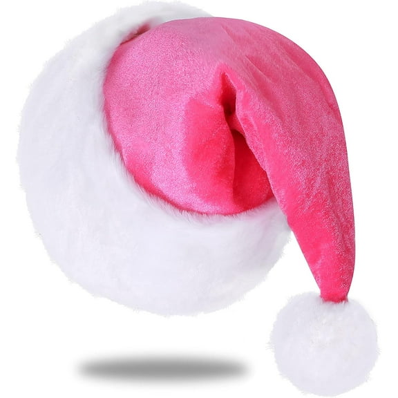 Classic Velvet Santa Hat for Adults - Unisex Plush Christmas Holiday Hat with Soft Comfort for Xmas, New Year, Festive Parties