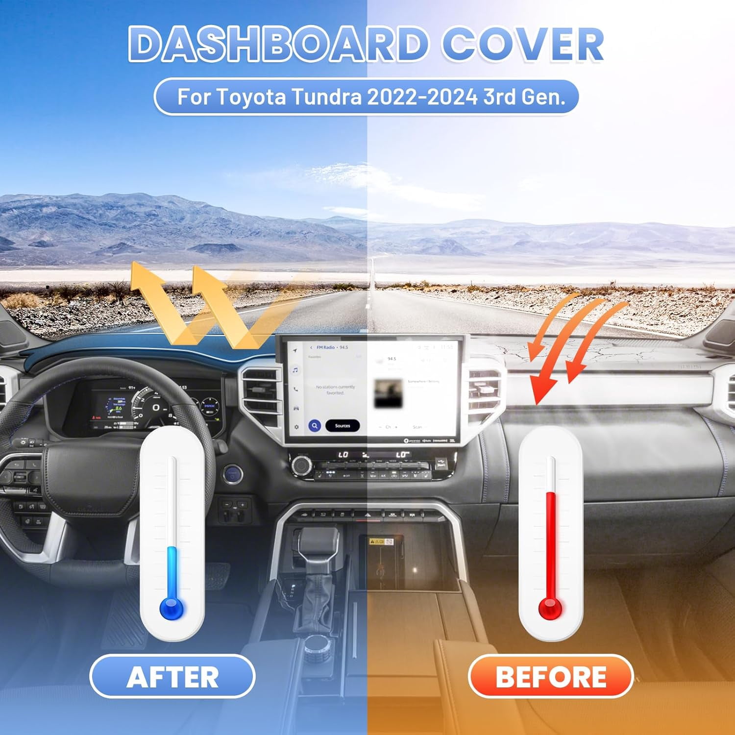 Canvcle Dash Cover for 2025 2024 2023 2022 Toyota Tundra Suede Dashboard Cover Mat for Tundra Accessories Sun Shade Nonslip Mesh Protector No Glare