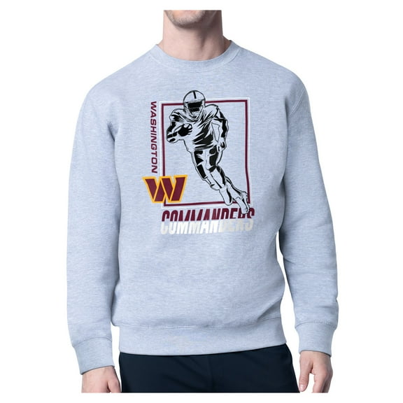Men's Starter Heather Gray Washington Commanders Player Grid Pullover Sweatshirt