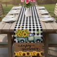 thumbnail image 4 of Sunflowers Truck Table Runner 70 Inches, Botanical Budding Floral Butterfly Plaid Bed Runner Dresser Scarves Tabletop for Indoor Outdoor Parties/Ceremony/Banquet, 13" x 70", 4 of 9