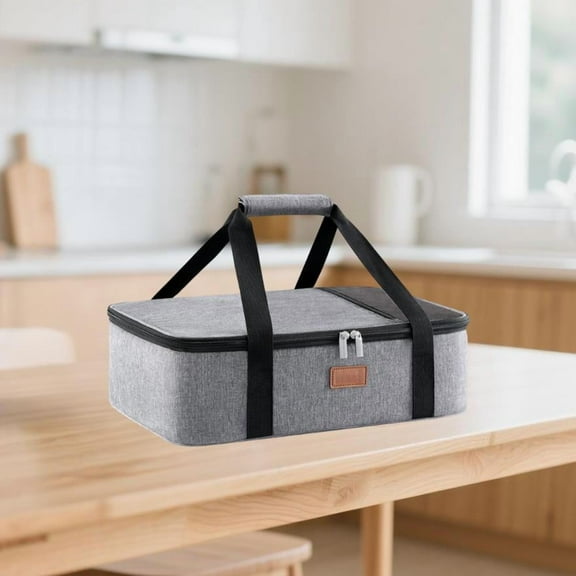 Leaglojoy Insulated Casserole Carrier for Hot or Cold Food, Casserole Dish Carrying Case, Lasagna Holder for Potluck Parties/Picnic/Cookouts, Fits 9"x13" Baking Dish, Grey