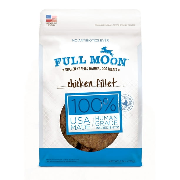 Full Moon All Natural Human Grade Dog Treats, Chicken Fillet, 6 Ounce