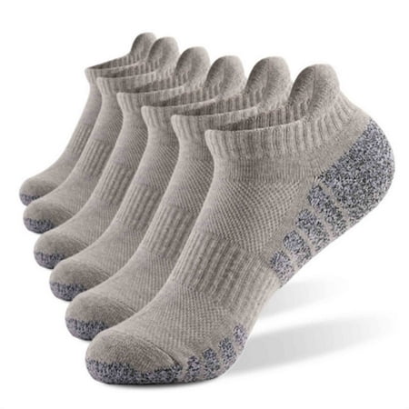 

6 Pairs/Lot Ankle Athletic Running Socks Low Cut Sports Socks Breathable Cushioned Tab Socks for Men Women Gray-XL