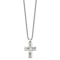thumbnail image 2 of Chisel Stainless Steel Antiqued and Polished Cracked Cross Pendant on a 20 inch Box Chain Necklace, 2 of 5