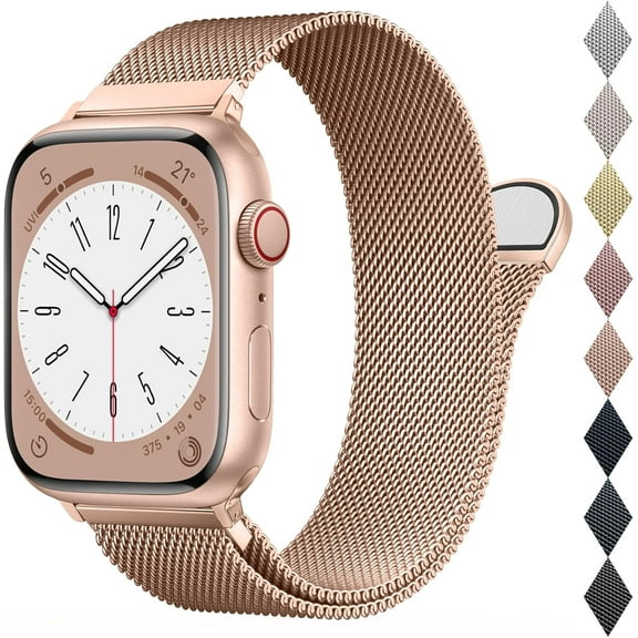 EIKODO-Mesh Metal Loop Compatible with Apple Watch Band 40mm 41mm 38mm 42mm Series SE 10 9 8 7 6 5 4 3 2 1 Women Men, Stainless Steel Strap with Magnetic Clasp for iWatch Bands
