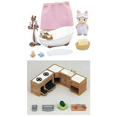 Two Indoor Sets - Bathtub and Kitchen Play - Kitchen Cabinet and Bathtub Sets (Japan