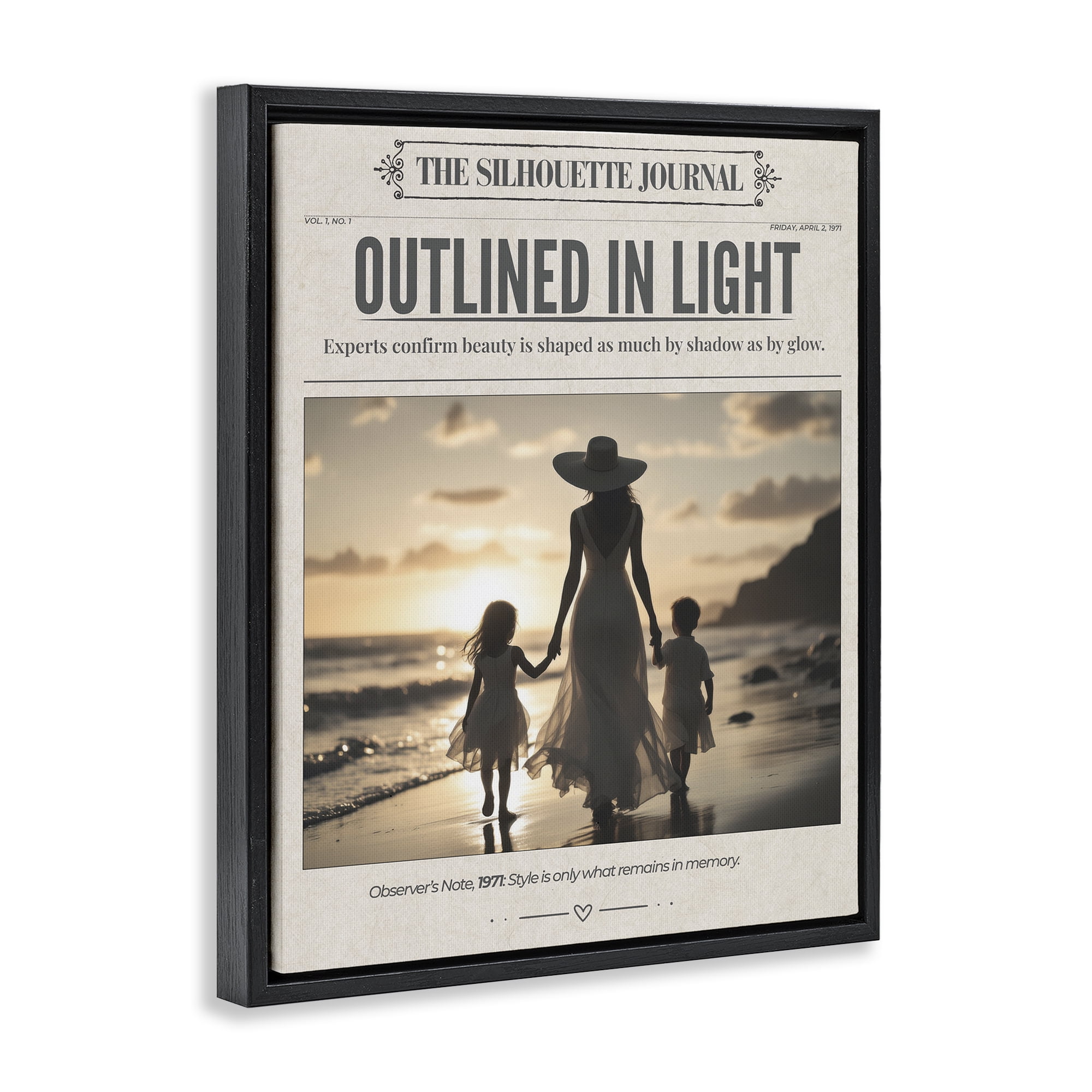 Stupell Industries Outlined In Light Newspaper Black Framed Floater Canvas Wall Art, design by A Barefoot Stylist