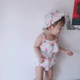 thumbnail image 4 of 0-12M Lovely Baby Girls Summer Sleeveless Sling Cotton Print One-Pieces Jumpsuit +Hat 2pcs, 4 of 5