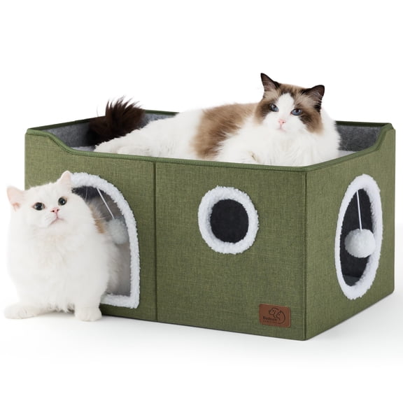 Cama para gatos, grande, interior, extra ancha, cubo, casa Loden