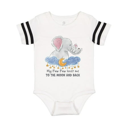 

Inktastic My Paw Paw Loves me to the Moon and Back Elephant Family Gift Baby Boy or Baby Girl Bodysuit