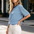 thumbnail image 5 of yillto Womens Striped Tee Oversized Baggy Short Sleeve Tops Casual Crewneck Loose Summer Tshirts, 5 of 7