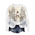 thumbnail image 4 of Christmas Long Sleeve Pullover Shirts for Women Graphic Jesus Printed Round Neck Sweatshirt Loose Holiday Tops (L, White 01), 4 of 5