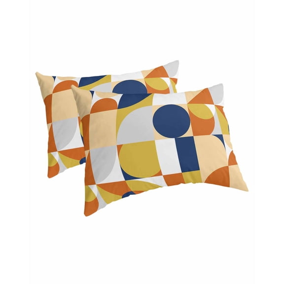 Abstract Pillow Covers Queen Size 2 Pack, Modern Geometric Vintage Circle European Soft Bed Throw Pillowcases Breathable Cooling Long Lumbar Body Pillow Sham Cover for Bed Sofa 20''x30''