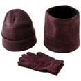 thumbnail image 2 of 3Pcs/Set Mens Beanie Scarf Gloves Set Knit Winter Fleece Lining Thick Hat, 2 of 8