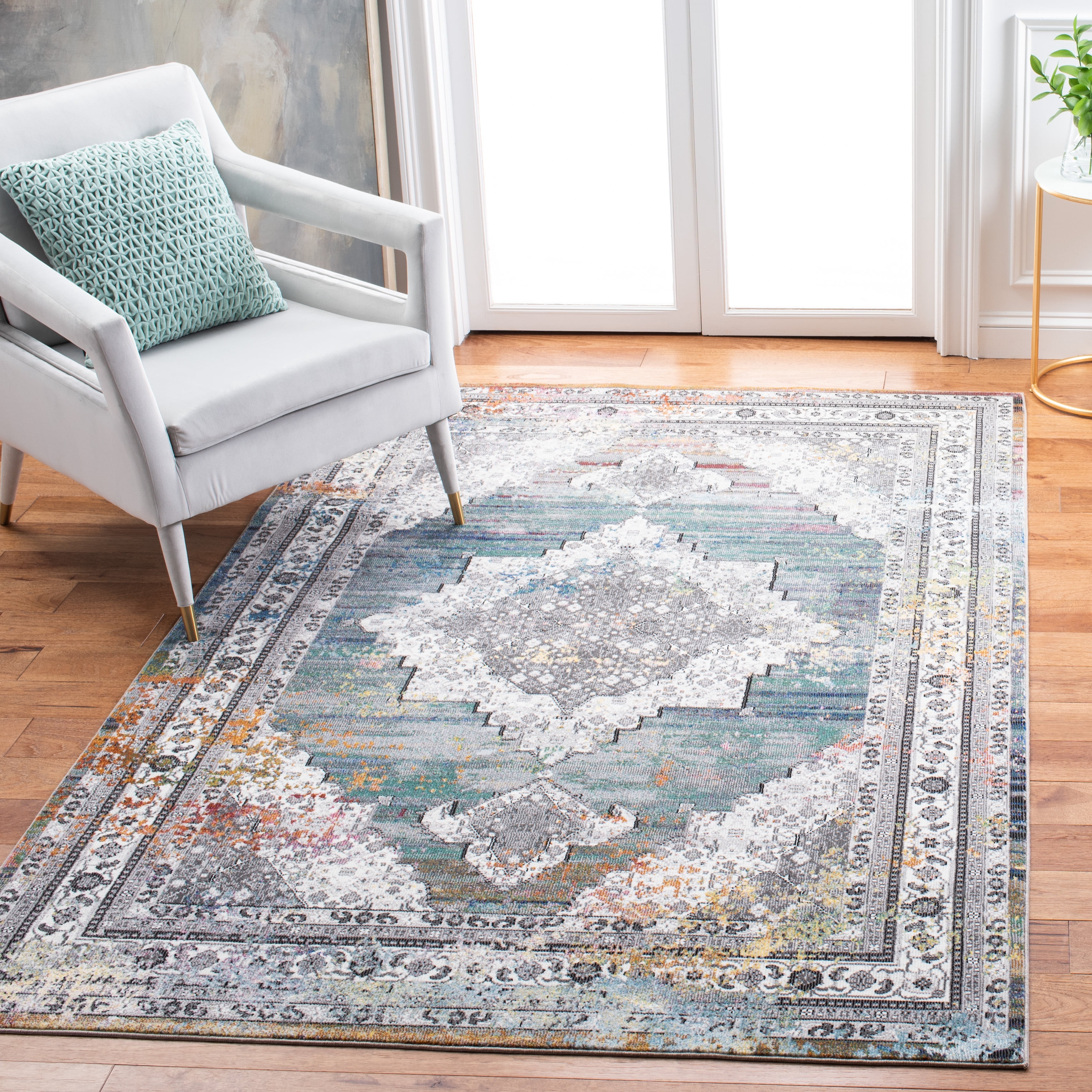 Safavieh  Aria Eilish Vintage Rug 6'5" x 6'5" Square 6' Square Indoor Living Room, Bedroom, Dining Room Square