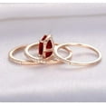 thumbnail image 3 of 3 Carat Red Ruby 6mm Princess cut and Moissanite Diamond Engagement Bridal Trio Wedding Ring Set in 10k Rose Gold, 3 of 3
