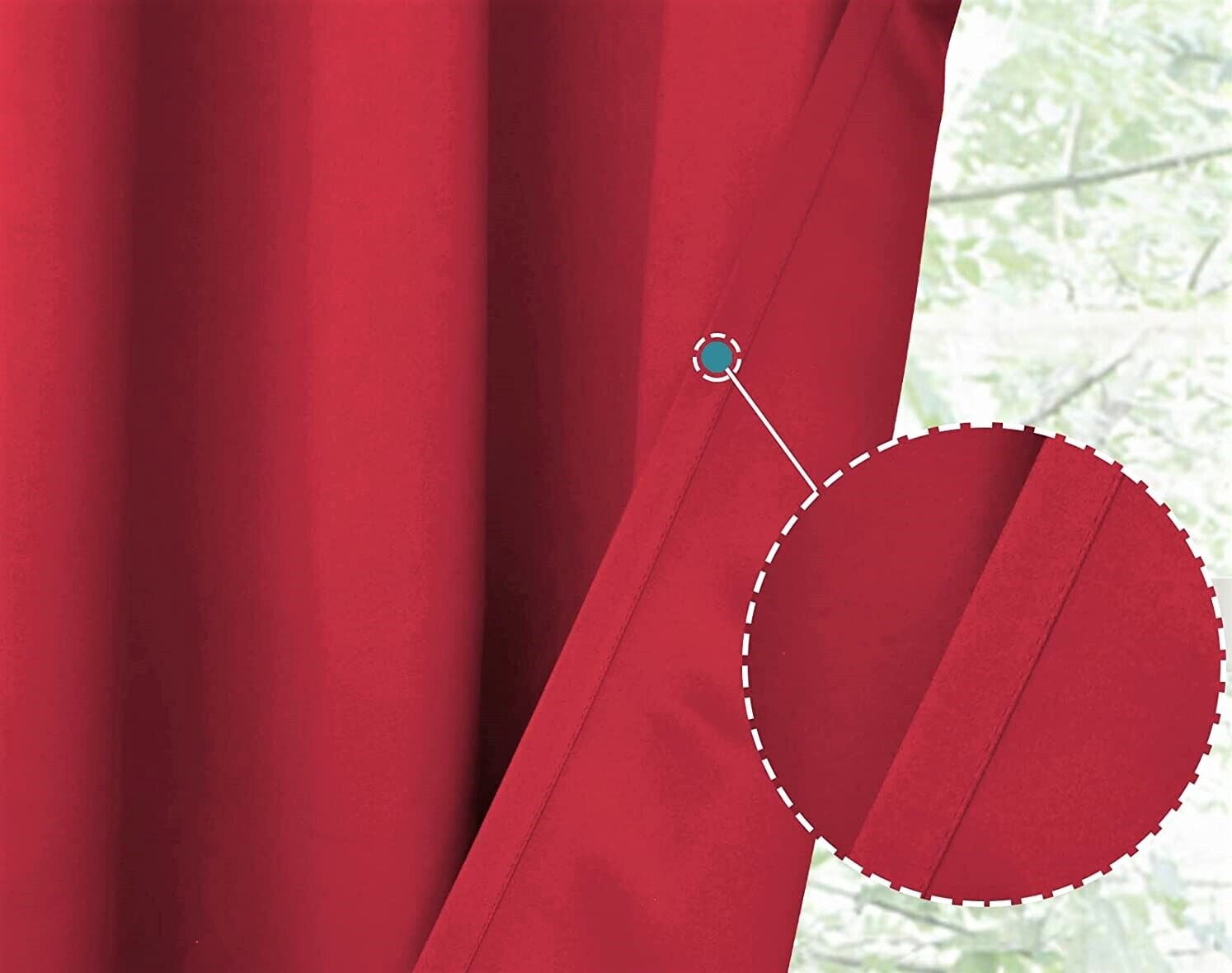 Set of 2 panels K68 red color blackout unlined thermal light blocking drapes for living room window curtain top grommets noise reducing 37" wide X 84" length each panel
