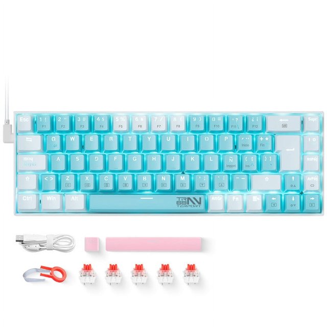 Teclado Gamer Mecanico Sangkee Z11 65% Español con Cable Removible Switch Outemu Red Hotswap 69 Teclas Retroiluminado azul