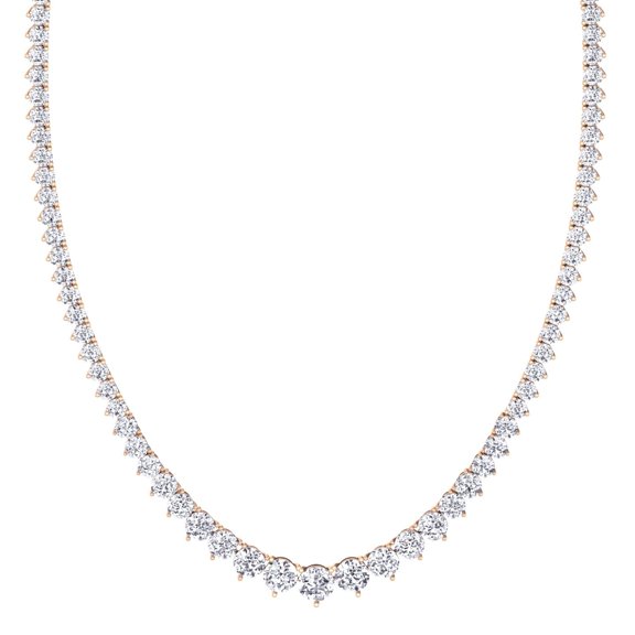 Lazio - 10 Carat Riviera 3 Prong Graduated Diamond Tennis Necklace
