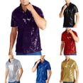 thumbnail image 6 of Mens Summer Shiny Sequin Short Sleeve T shirt Fashion Disco Party Stage Costume, 6 of 9