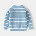 thumbnail image 5 of ATOGUTA Boys Long Sleeve Sweaters Everyday Soft Dress Shirts Classic Collared Casual Striped Tshirt Top Blue, 1T-8, 5 of 5