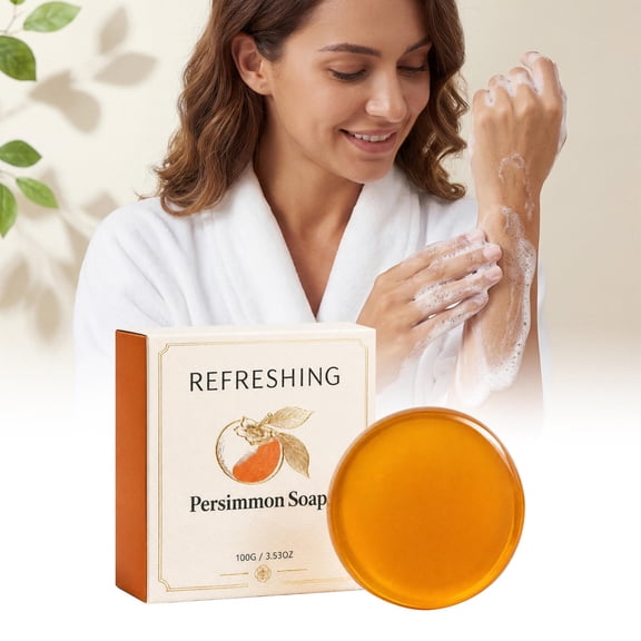 PIGOGI Persimmon Soap Natural Persimmon Tannin Bar Soap for Body Odor Control Gentle Daily Cleansing Body Wash 100g