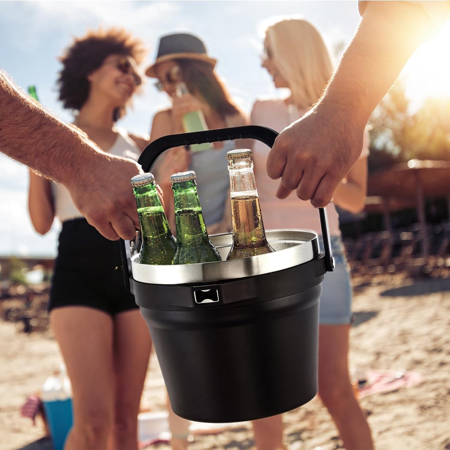 COKTIK 7L Vacuum Insulated Ice Bucket with Lid and Scoop& Tongs