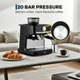 thumbnail image 3 of 20 Bar Stainless Steel Espresso Machine with Grinder – Adjustable Grind, 1.5L Removable Tank, Steam Milk Frother – Coffee Maker for Latte & Cappuccino, Home Use, 3 of 7