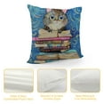 thumbnail image 4 of Creowell Watercolor Animal Pillows Farmhouse Decorative Lively Owl Read Books Pillow Cover Square Cushion Cover Pillowcase for Kids Room Chair, 4 of 5