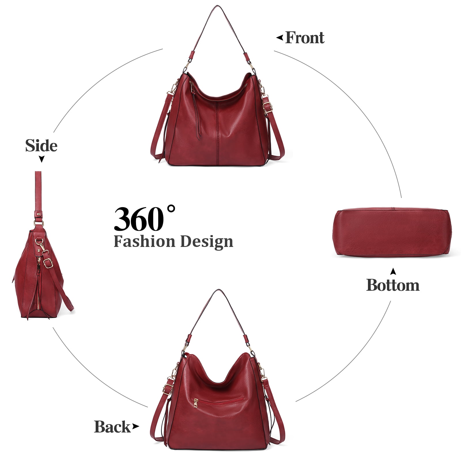 GAEKEAO Hobo Bag for Women, Large Soft Leather Shoulder Bag with Adjustable Strap, Slouchy Crossbody Handbag for Daily Work