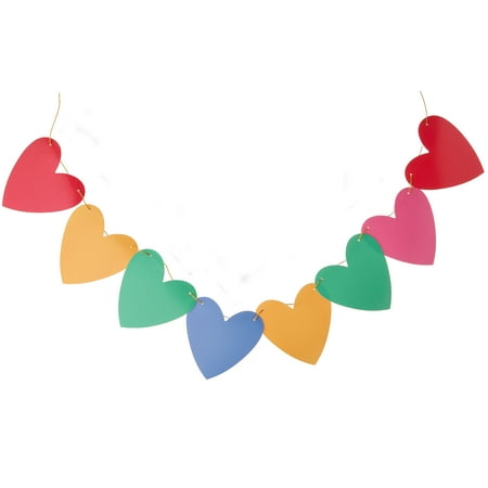 Heart Banner with Gold Tinsel Rope, Multicolor, 6', Valentine's Day by Way To Celebrate