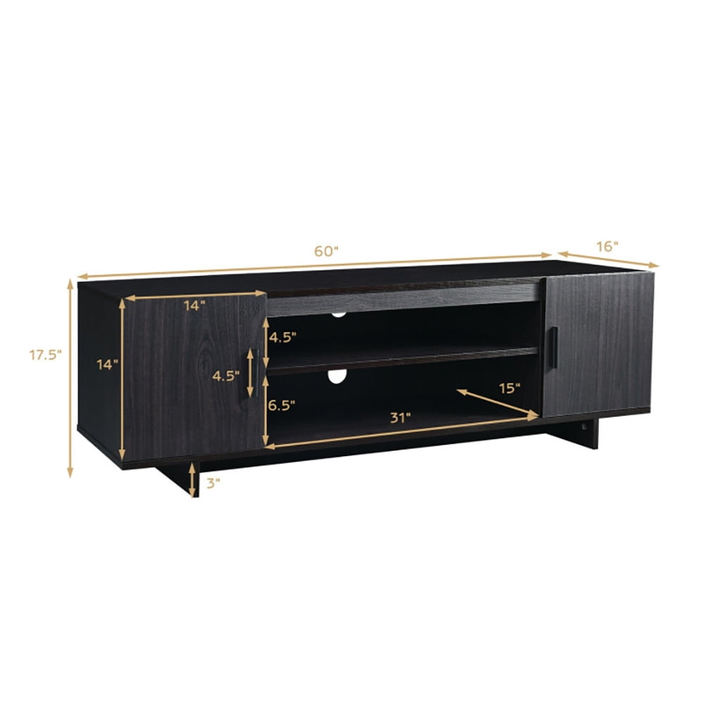 Finihen TV Stand, TV Cabinet, Modern Wood Universal TV Stand for TV up to 65 Inch with 2 Storage Cabinets, Media Entertainment Center with Storage, for Living Room, Bedroom, Black