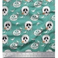 thumbnail image 1 of Soimoi Rayon Fabric Spider Web,Bat & Ghost Halloween Printed Fabric 1 Yard 42 Inch Wide, 1 of 1