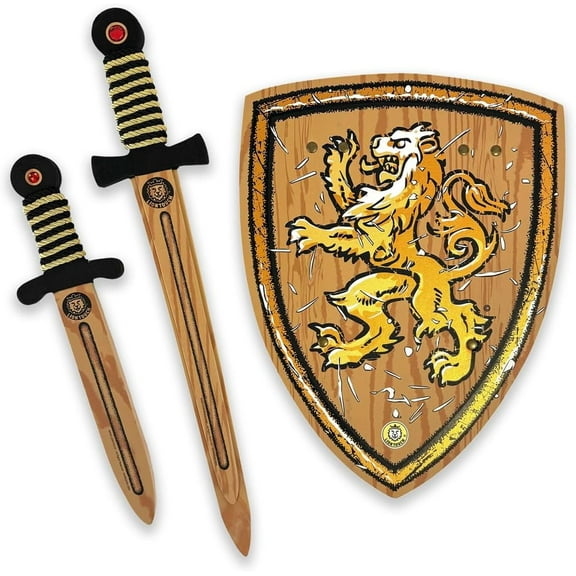 Liontouch - WoodyLion Set For Kids – Age 3-8 Years | Woodlike Toy Sword, Shield & Dagger in Foam