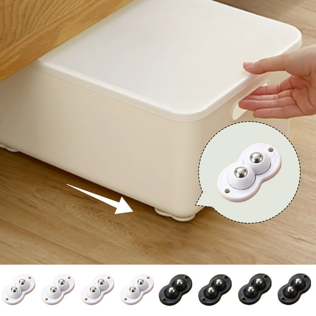 Fiudx Ruedas de Polea Adhesivas, Diseño Autoadhesivo de Fácil Instalación, Giro de 360 Grados, Material Abs Resistente, para Mover Cajas de Almacenamiento, Botes de Basura, Manualidades, Juego de 4 P