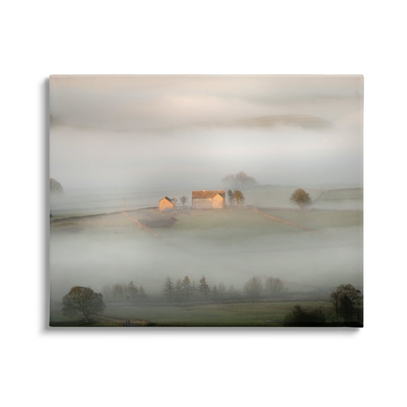 Stupell Industries Lone Misty Cottage Rural Fields Thick Fog Photograph Gallery Wrapped Canvas Print Wall Art, Design by James Dobson