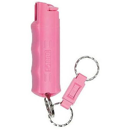 SABRE 3-IN-1 Pepper Spray, Advanced Police Strength, with Durable Pink Key Case, Finger Grip, Quick Release Key Ring, 25 Bursts (Up to 5x Other Brands) & 10' (3m)