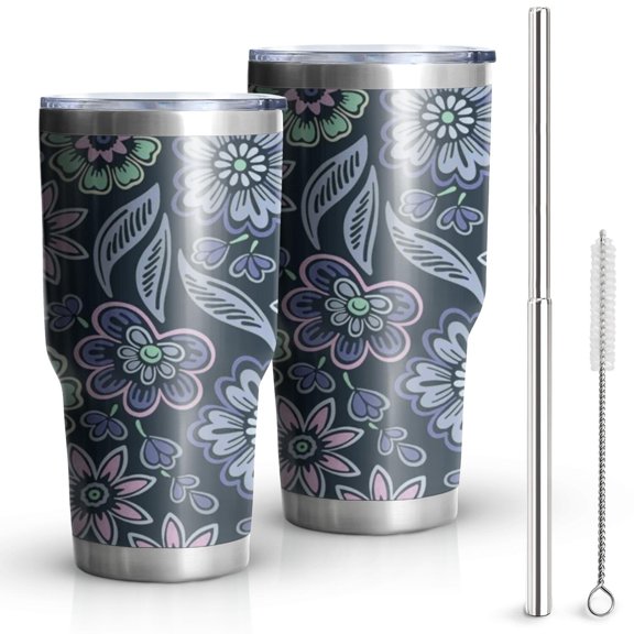 30oz Pioneer Flower Tumblers Stainless Steel Tumbler with Lid and Straw,Vacuum Insulated Double Wall Travel Tumbler Cups Mug with Cleaning Brush for Coffee,Tea