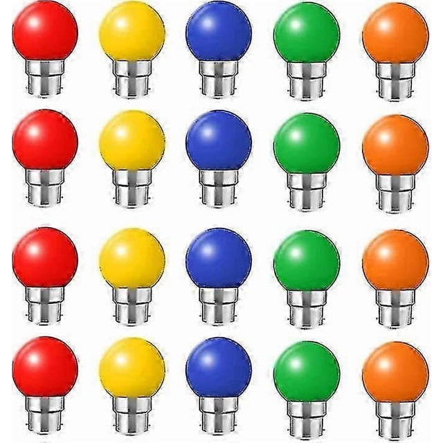20x B22 Bayonet Cap LED Coloured Light Bulb Mini Globe Golfball Bulbs for Outdoor Patio Garden Party