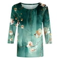 thumbnail image 5 of Nrmvnmi Womens 3/4 Length Sleeve Cotton Tops Casual Floral Print Round Neck Summer Tops Loose Fit Elastic and Lightweight Blouse For Women, 5 of 5