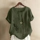 thumbnail image 5 of Camisetas de Manga Corta para las Mujeres Impreso Botón de Manga Corta Camiseta Blusa Poliéster, Ropa Casual Mirar Superior para las Mujeres, 5 of 8