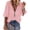 Light Pink, variant on Women Casual Lantern Sleeve Shirt with Zipper V Neck Loose Solid Color Top