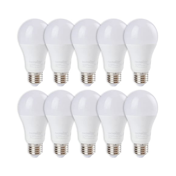Tecnolite - Paquete de 10 Focos Led A19 para Iluminación Interior, 14 W y 1300 Lumens, Luz Fría de Día, No Atenuable, Ahorrador de Energía Eléctr