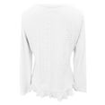 thumbnail image 5 of Women Blouses Striped Sleeve plus Size Long Sleeve Tops Fancy T Shirts Women Back V Neck Shirt Running Cold Shirt Fitting Long Sleeved Sleeved T Shirts Womens Button up White L, 5 of 6